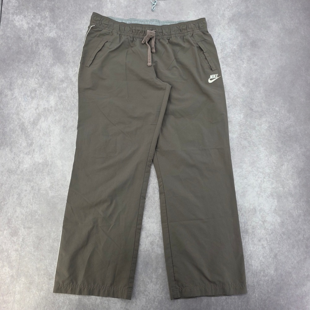 Vintage Nike Sportswear Teens XL 16-18 Brown Windbreaker Pants White Stripe